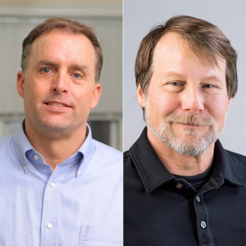Photo diptych with headshots of Chris Bjork and Bill Hoynes.